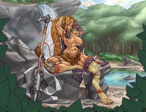 Bathing Lion Girl Commission By Plasmidhentai Hentai Foundry