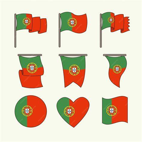 Premium Vector Hand Drawn Portugal Flag Collection Element