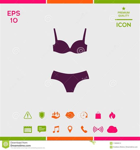Set Of Lingerie Or Swimsuit Two Piece Bikini The Silhouette Menu Item In The Web Design Stock