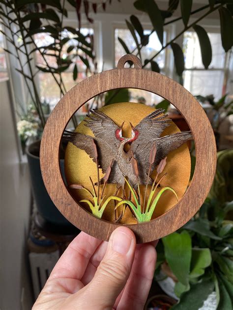 Layered Wood Wall Decor 6 Sandhill Cranes Peony And Bee