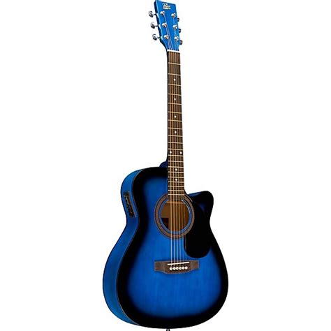 Rogue Ra Concert Cutaway Acoustic Electric Guitar Blue Burst