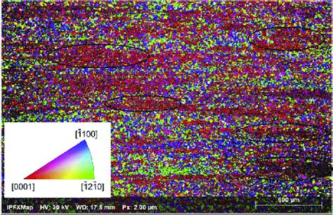 EBSD Scan Of A Region On A Through Thickness Section Of The Ti 6Al 4V