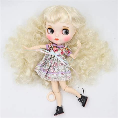 Arabella Premium Custom Neo Blythe Doll With Blonde Hair White Skin Matte Pouty Face This