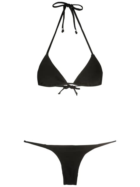 Amir Slama Halterneck Tie Fastening Bikini Black FARFETCH
