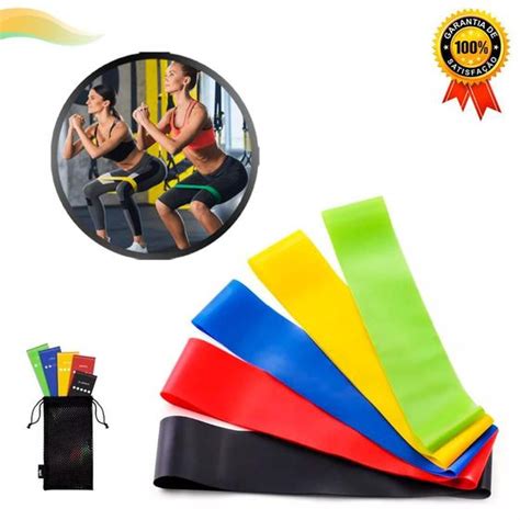 Conjunto Super Band Forte Kit 5 Faixas Elásticas De Latex Para Academia