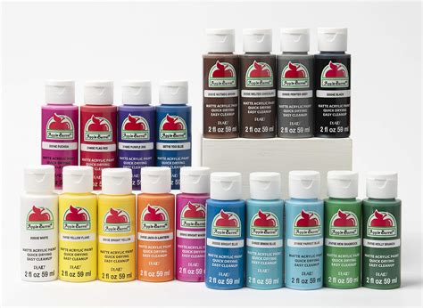 Apple Barrel Promoabi 18pc Matte Finish Acrylic Craft Paint Set Assorted Colors 1 18 Count