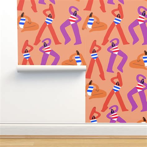 Beach Girl In Bikini On Sand Wallpaper Spoonflower