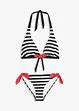 Joli bikini dos nu avec un motif rayé noir blanc rayé