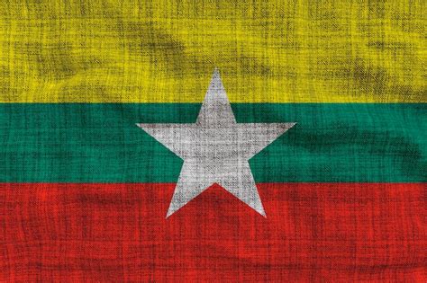 Premium Photo National Flag Of Myanmar Background With Flag O Myanmar