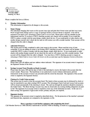 Fillable Online Uecu Instructions For Using The Change Of Account Form