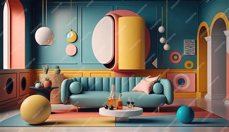 Premium Photo This Postmodern Living Room Showcases A Bold And