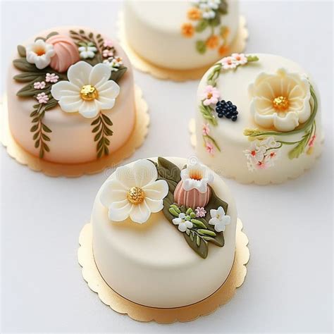 Cute Appetizing Bento Cake Korean Mini Cakes With Funny Decor Stock