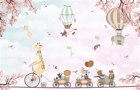 PAPEL DE PAREDE BALÕES GIRAFA BICICLETA ANA PAULA SJOMAN