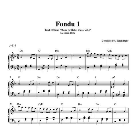 Fondu 1 (3/4) "Waltz for Dreamers" – Piano sheet music for ballet class