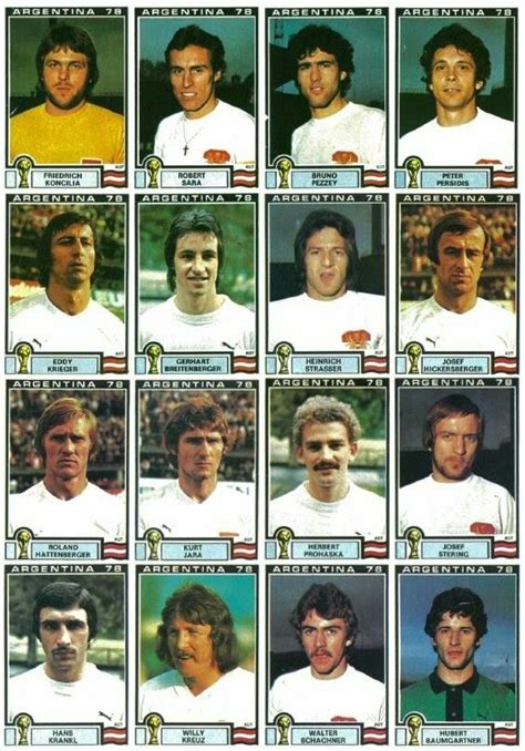 Austria Team Stickers For The 1978 World Cup Finals Fussball