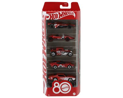 Mattel 1 64 Hot Wheels Mattel 80th Anniversary Ruby Red Edition 5 Pack Set MTTJGK08 HobbyTown