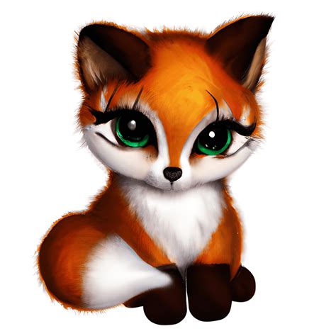 Adorable Cute Happy Fluffy Baby Fox With Dreamy Eyes Sitting · Creative