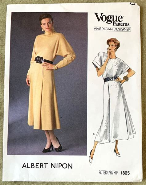 Vintage 1980 S Vogue Pattern 1825 Albert Nipon Misses Dress UNCUT