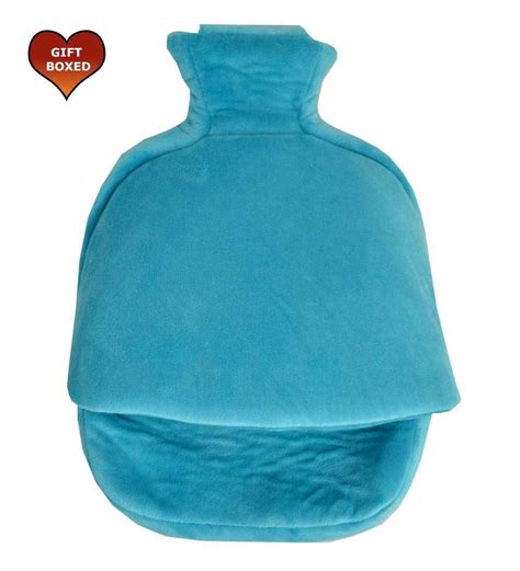 Hot Water Bottle Foot Warmer Furry Jade Green Single Pouch