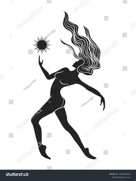 Silhouette Naked Woman Symbol Sun On Stock Vector Royalty Free Shutterstock