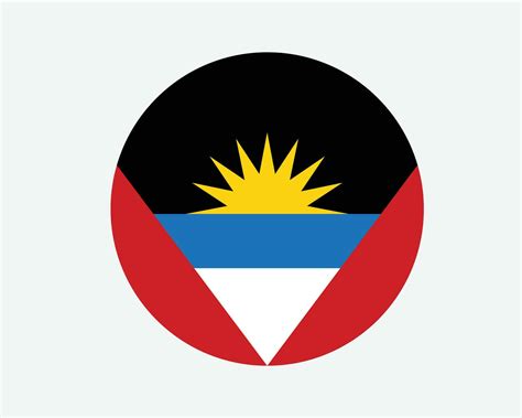 Antigua and Barbuda Round Country Flag. Circular Antiguan and Barbudan