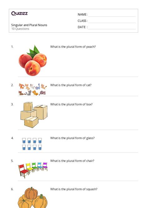 singular nouns worksheets  st year  quizizz  printable