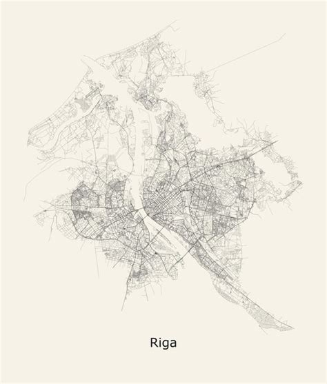 Premium Vector Vector City Road Map Of Riga Latvia