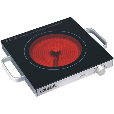 Courant Electric One Single Infrared Burner Ceramic Glass Hot Plate Cooktop W Stainless