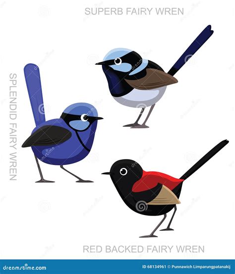 Red Backed Fairy Wren Sitting On A Branch Color Pencil Drawing Stock