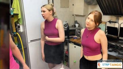 Hot Beautiful Woman Licks Hot College Babe During Their Work In A Fast Food