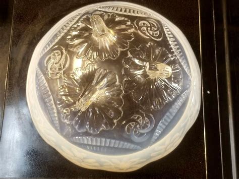 Jefferson Northwood Opalescent Ruffles And Rings W Daisy Band Footed Glass Bowl Ebay