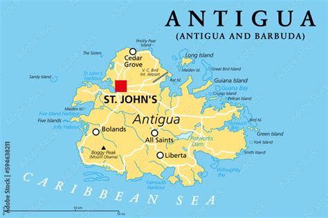Antigua Island In The Lesser Antilles Political Map One Of The