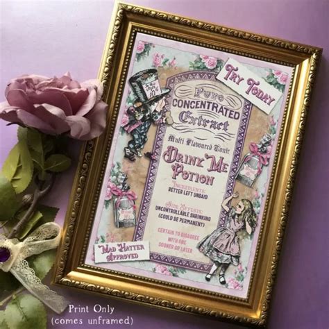 Alice In Wonderland Drink Me Potion Sign Wedding Tea Party Print Party