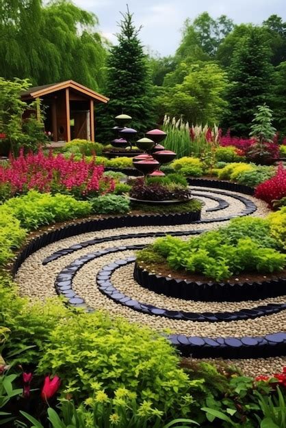 Um Jardim Um Design De Jardim Preto E Branco Imagem Premium