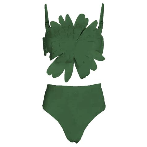 Green Flower Bikini Women Swimsuit With Cover UpPrint Bikini Set Push Up Swimwear Cute Biquini