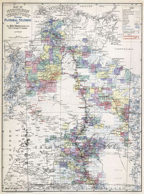 1945 map of the Northern Territory showing pastoral leases and ...