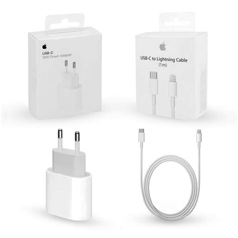 Комплект Apple, за iPhone 12, 18 W, Бързо зареждане, USB-C кабел за ...