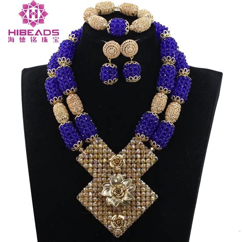 Royal Blue African Jewelry Sets Nigerian Wedding Beads Costume Jewelry