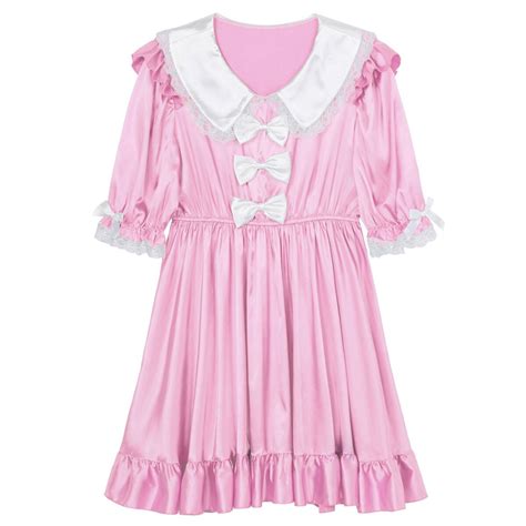 M Nner Sissy Crossdresser Satin Kleid Sex Kleidung Puppe Kragen