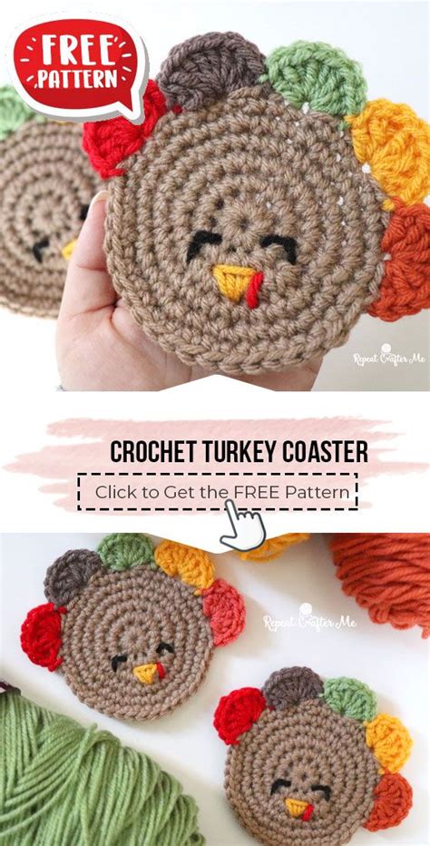 Crochet Turkey Coaster Free Pattern Fall Crochet Patterns Crochet