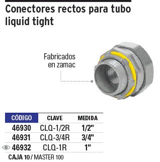 46930 CLQ 1 2R TRUPER Volteck Conector Liquid Tight 1 2 Recto Volteck