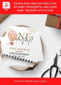 Free Editable PDF One Derful Hot Air Balloon Birthday Invitation Templates