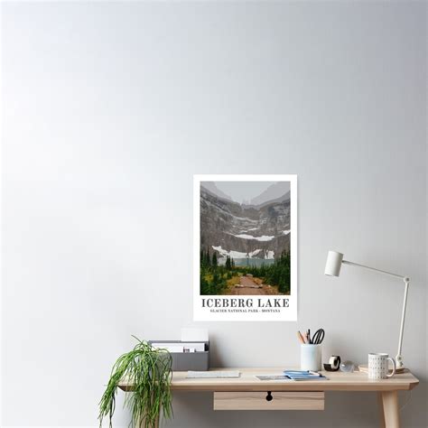 Glacier National Park Art Print Iceberg Lake Vintage Travel Poster