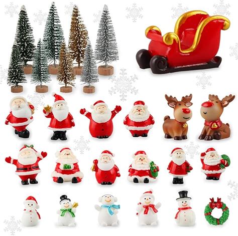 Amazon de 27 Stück Weihnachten Miniatur Ornamente Mini Weihnachten