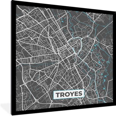 Fotolijst Incl Poster Troyes Frankrijk Plattegrond Kaart