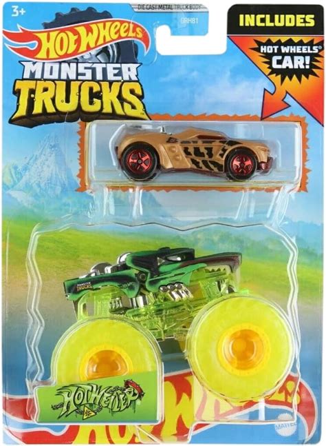 Amazon Hot Wheels Monster Trucks Hotweiler Includes Car Growler Toys Games
