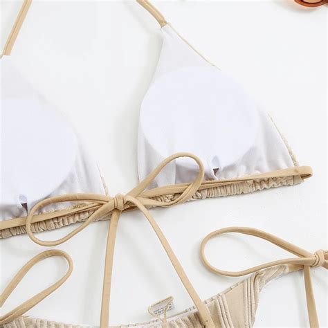 Ribbed Monowire Tie Side Bikini Swimwear Colorful Solid Tie Side Bikini Set Swimwear Beachwear