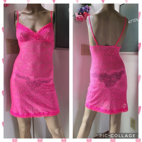 Y K Victoria S Secret Y K Hot Pink Lace Bodycon Slip Gem