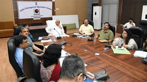 Agency News Gujarat Cm Bhupendra Patel Holds Review Meeting At State Emergency Operation