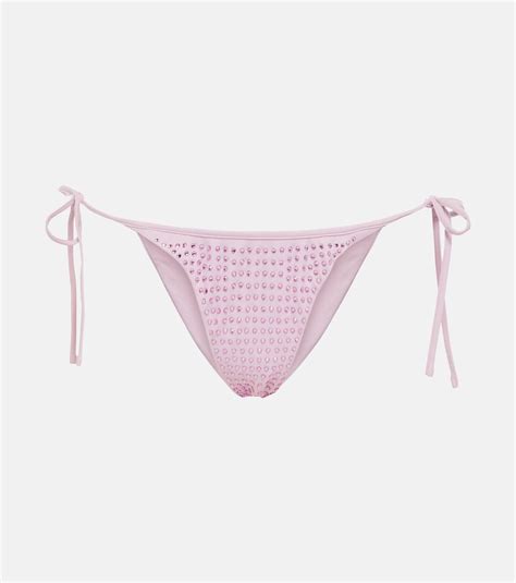 Self Portrait Embellished Bikini Bottoms In Lilac Modesens